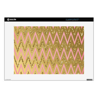 Pink & Gold Chevron Pattern Laptop Skins