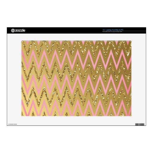 Pink & Gold Chevron Pattern Laptop Skins (Product)