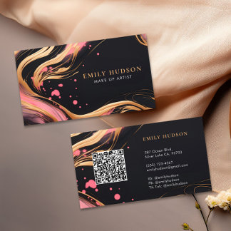 Pink Gold Chic Fashion QR Code Business Card