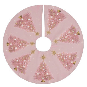 Pink Gold Christmas Brushed Polyester Tree Skirt