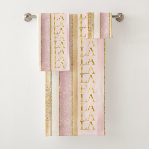 Pink Gold Christmas Fa La La Pattern27 ID1009 Bath Towel Set
