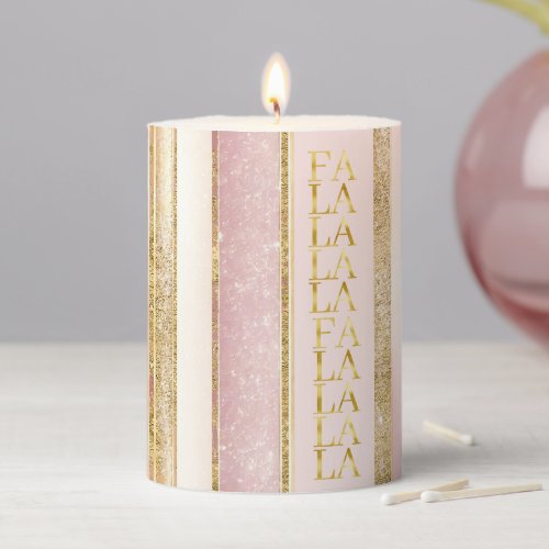 Pink Gold Christmas Fa La La Pattern27 ID1009 Pillar Candle