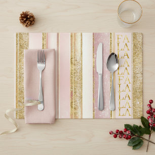 Pink Gold Christmas Fa La La Pattern#27 ID1009 Placemat
