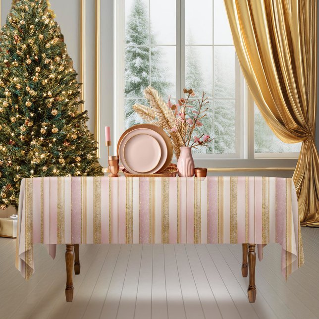 Pink Gold Christmas Fa La La Pattern#27 ID1009 Tablecloth (Creator Uploaded)