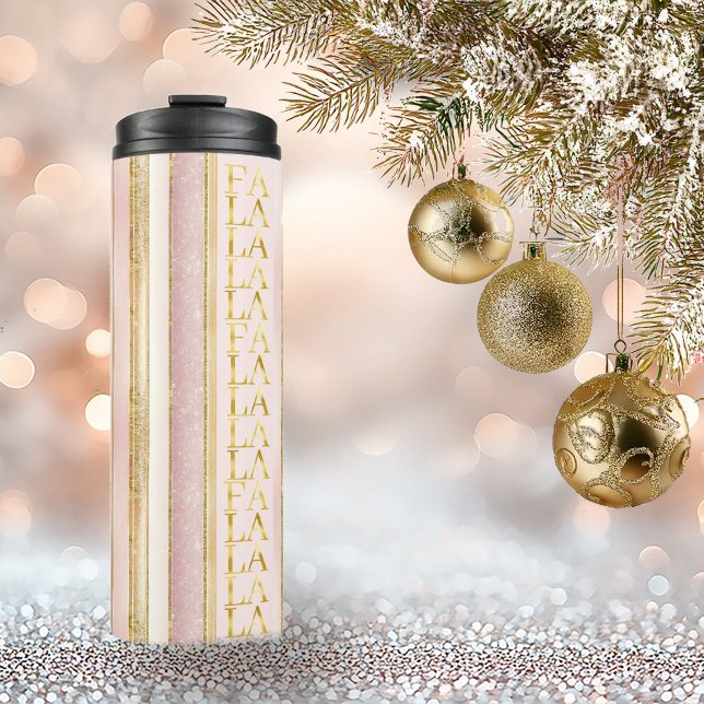 Pink Gold Christmas Fa La La Pattern#27 ID1009 Thermal Tumbler (Creator Uploaded)