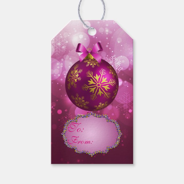 Pink & Gold Christmas Gift Tags (Front)