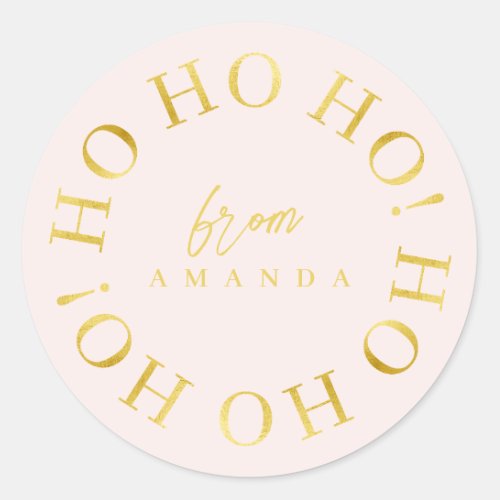 Pink Gold Christmas Ho Ho Ho ID1009 Classic Round Sticker