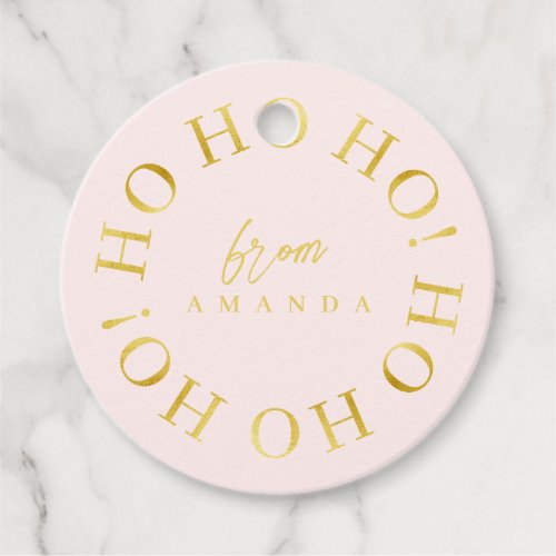 Pink Gold Christmas Ho Ho Ho ID1009 Favor Tags