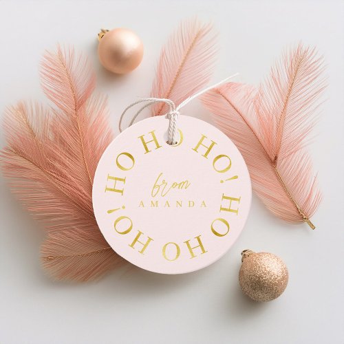 Pink Gold Christmas Ho Ho Ho ID1009 Favor Tags