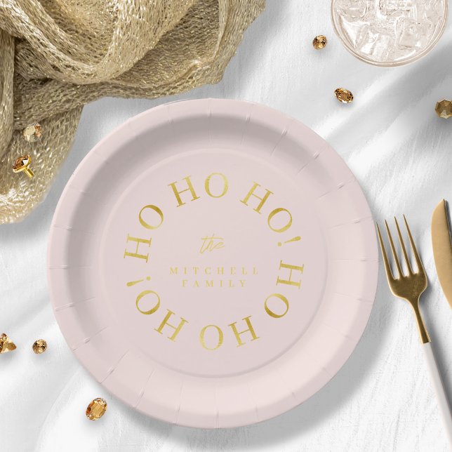 Pink Gold Christmas Ho Ho Ho ID1009 Paper Plates (Creator Uploaded)