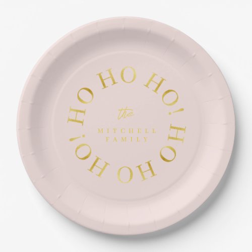 Pink Gold Christmas Ho Ho Ho ID1009 Paper Plates