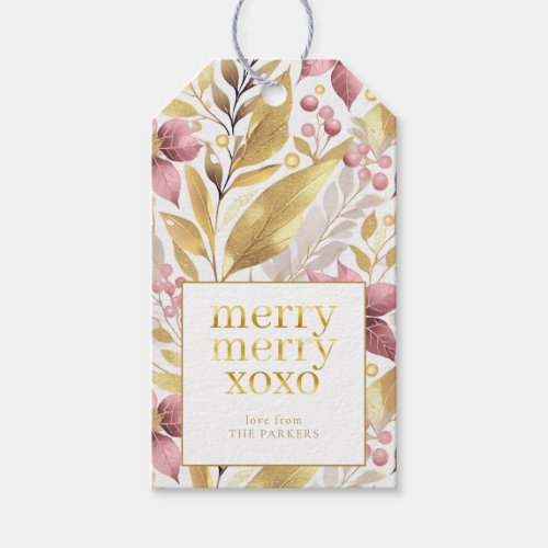 Pink Gold Christmas Merry Merry Pattern21 ID1009 Gift Tags