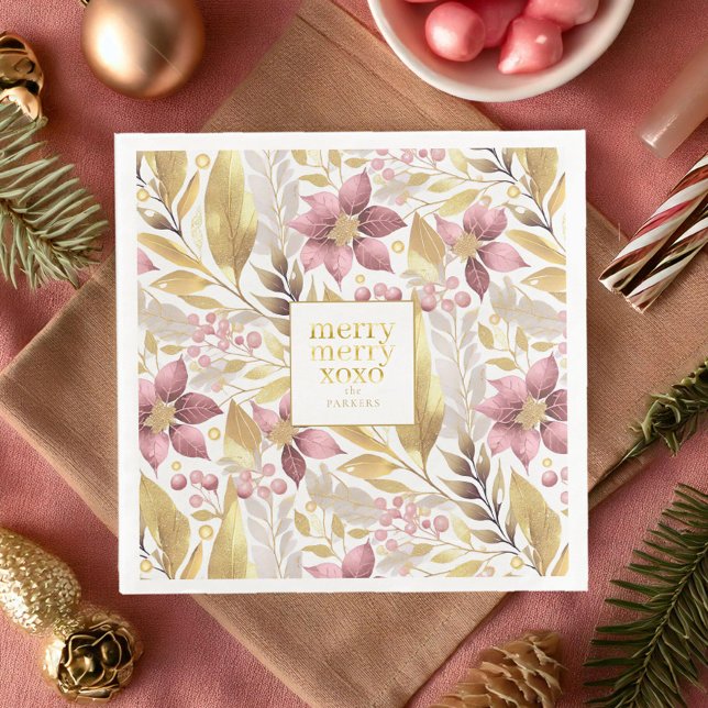 Pink Gold Christmas Merry Pattern#21 ID1009 Paper Dinner Napkins (Creator Uploaded)