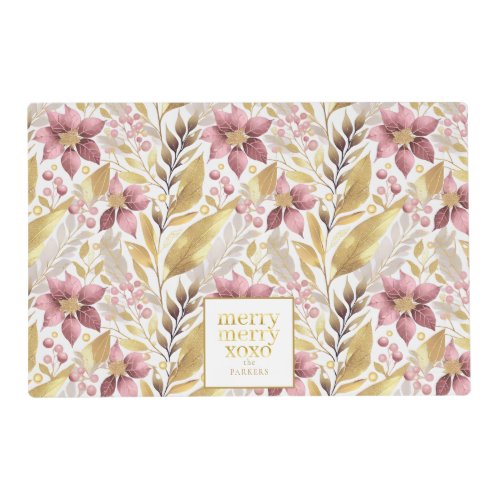 Pink Gold Christmas Merry Pattern21 ID1009 Placemat