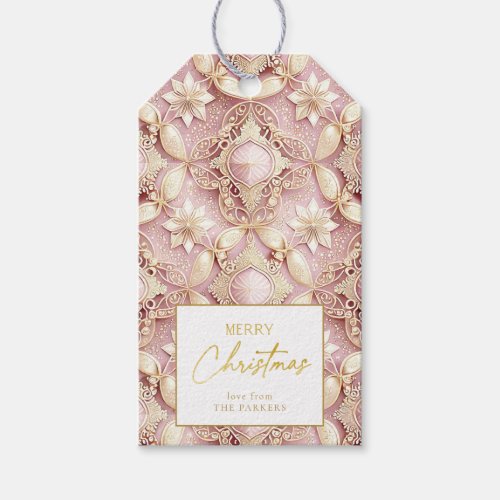 Pink Gold Christmas Merry Pattern3 ID1009 Gift Tags