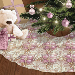 Pink Gold Christmas Merry Pattern#4 ID1009 Brushed Polyester Tree Skirt