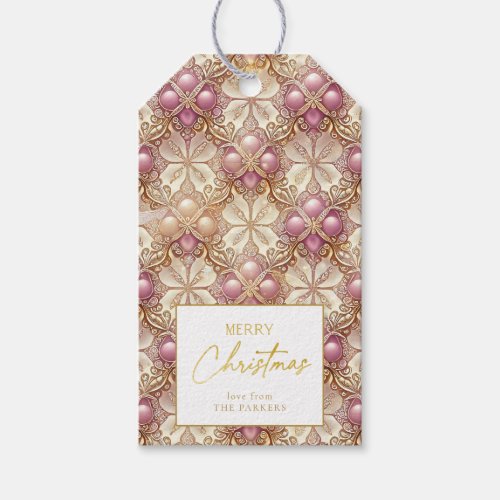 Pink Gold Christmas Merry Pattern4 ID1009 Gift Tags
