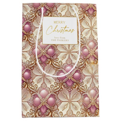 Pink Gold Christmas Merry Pattern4 ID1009 Medium Gift Bag