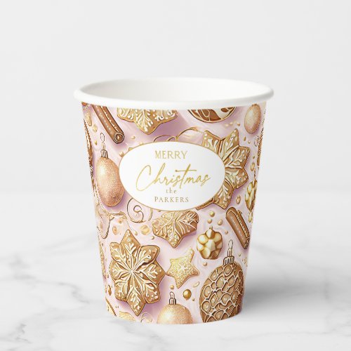Pink Gold Christmas Pattern12 ID1009 Paper Cups
