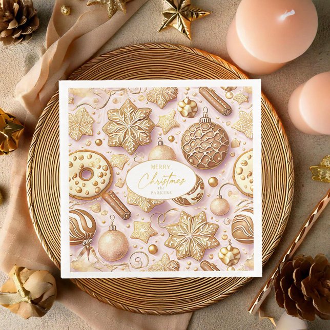 Pink Gold Christmas Pattern#12 ID1009 Paper Dinner Napkins (Creator Uploaded)