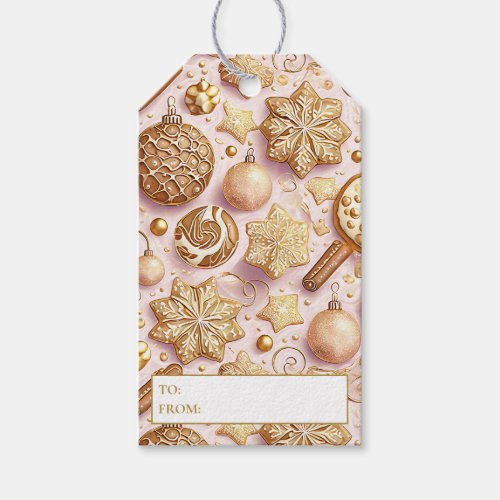 Pink Gold Christmas Pattern12 ID1009 Wrapping Gift Tags