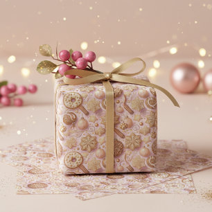 Pink Gold Christmas Pattern#12 ID1009 Wrapping Tissue Paper
