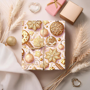 Pink Gold Christmas Pattern#12 ID1009 Wrapping Wrapping Paper
