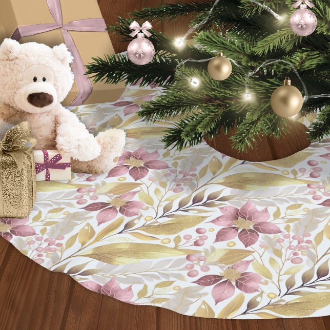 Pink Gold Christmas Pattern#21 ID1009 Brushed Polyester Tree Skirt (Creator Uploaded)