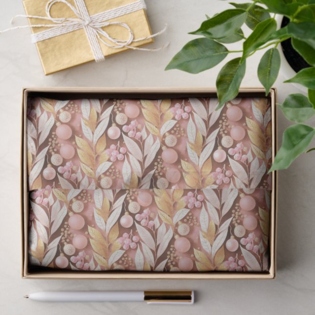 Pink Gold Christmas Pattern#22 ID1009 Tissue Paper (Gift)