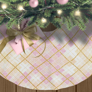 Pink Gold Christmas Pattern#28 ID1009 Brushed Polyester Tree Skirt