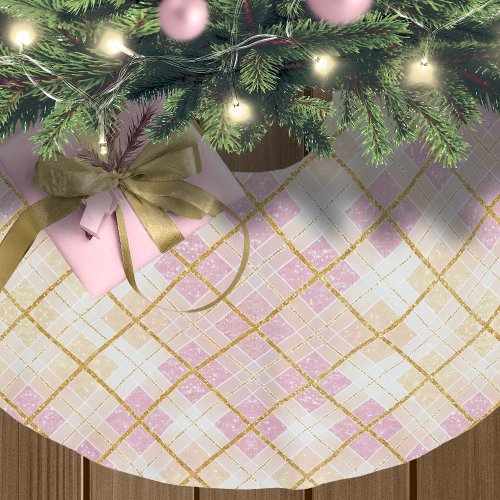 Pink Gold Christmas Pattern28 ID1009 Brushed Polyester Tree Skirt