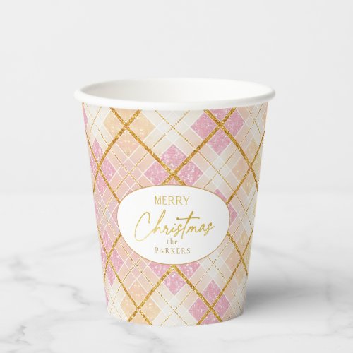Pink Gold Christmas Pattern28 ID1009 Paper Cups