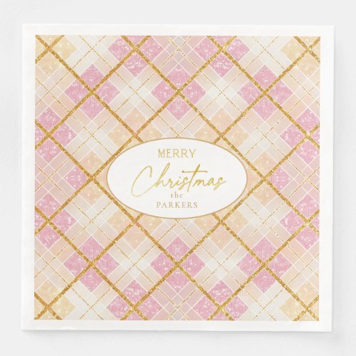 Pink Gold Christmas Pattern28 ID1009 Paper Dinner Napkins