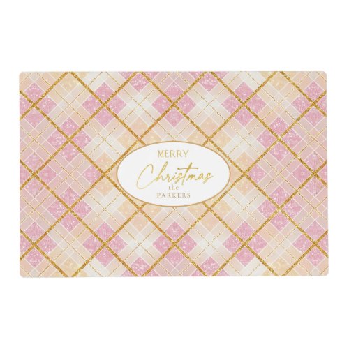 Pink Gold Christmas Pattern28 ID1009 Placemat