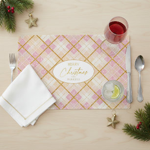 Pink Gold Christmas Pattern#28 ID1009 Placemat