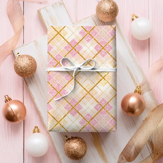 Pink Gold Christmas Pattern#28 ID1009 Wrapping Paper (Creator Uploaded)
