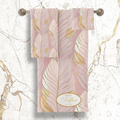 Pink Gold Christmas Pattern29 ID1009 Bath Towel Set