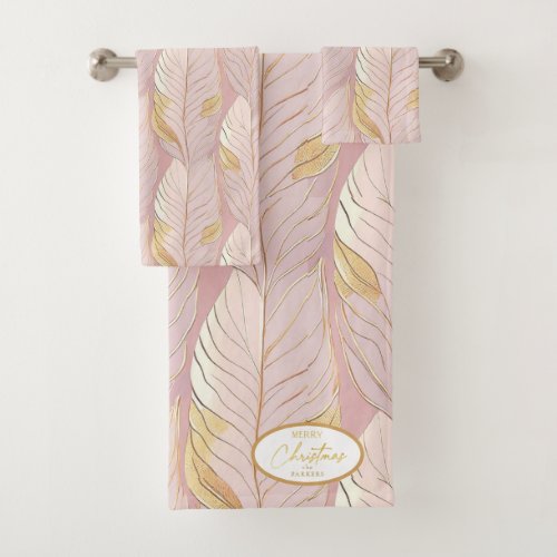 Pink Gold Christmas Pattern29 ID1009 Bath Towel Set