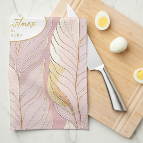 Pink Gold Christmas Pattern29 ID1009 Kitchen Towel