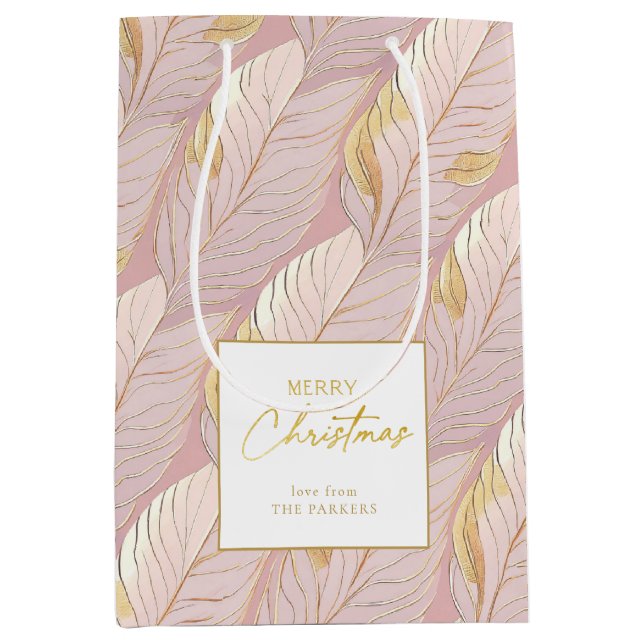 Pink Gold Christmas Pattern#29 ID1009 Medium Gift Bag (Front)