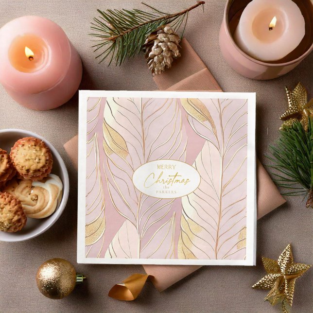 Pink Gold Christmas Pattern#29 ID1009 Paper Dinner Napkins (Creator Uploaded)