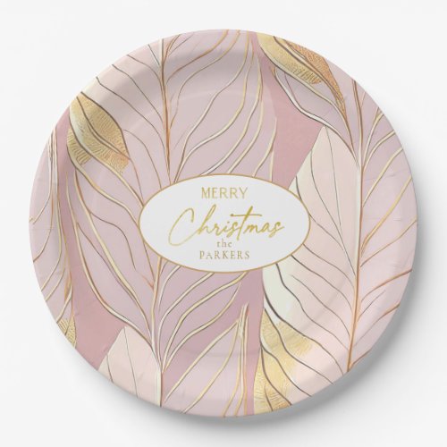 Pink Gold Christmas Pattern29 ID1009 Paper Plates