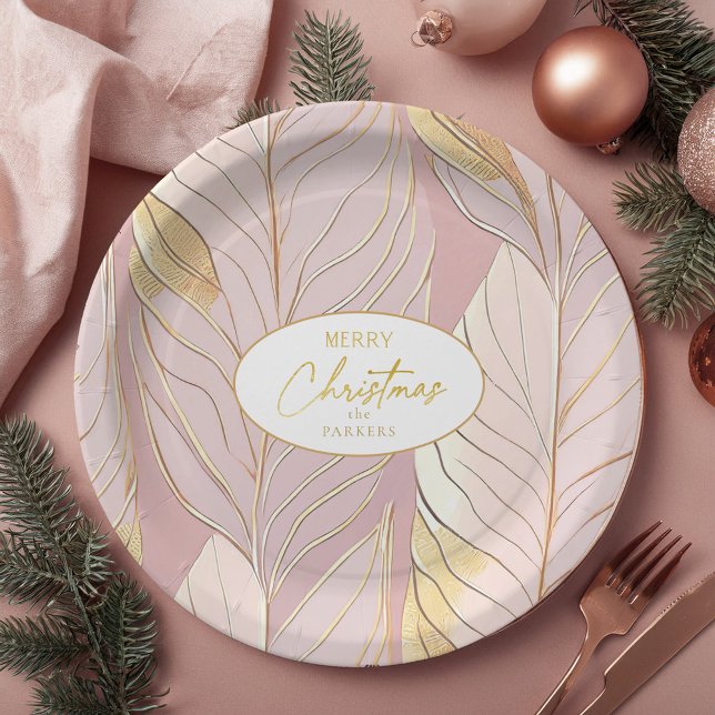 Pink Gold Christmas Pattern#29 ID1009 Paper Plates (Creator Uploaded)