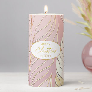 Pink Gold Christmas Pattern#29 ID1009 Pillar Candle