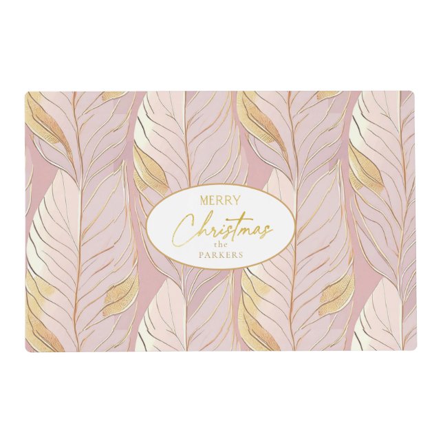 Pink Gold Christmas Pattern#29 ID1009 Placemat (Front)