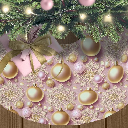 Pink Gold Christmas Pattern31 ID1009 Brushed Polyester Tree Skirt