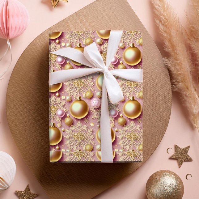 Pink Gold Christmas Pattern#31 ID1009 Wrapping Paper (Creator Uploaded)