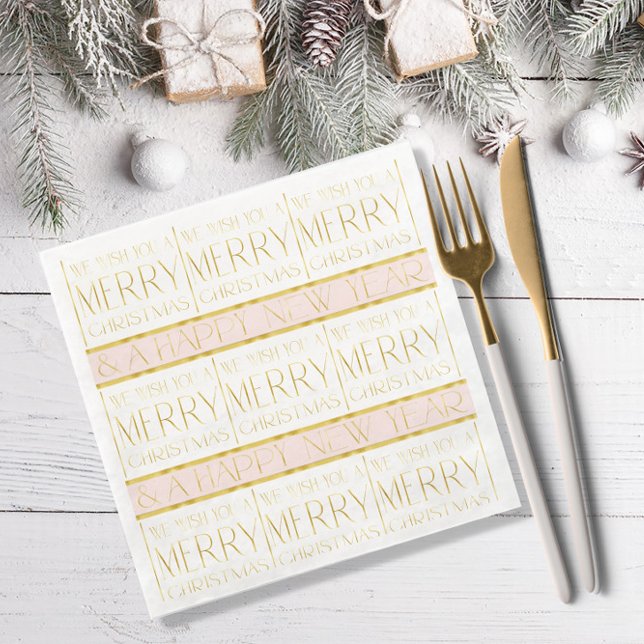 Pink Gold Christmas Pattern#35 ID1009 Paper Dinner Napkins (Creator Uploaded)