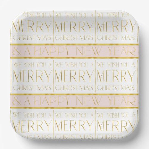 Pink Gold Christmas Pattern35 ID1009 Paper Plates