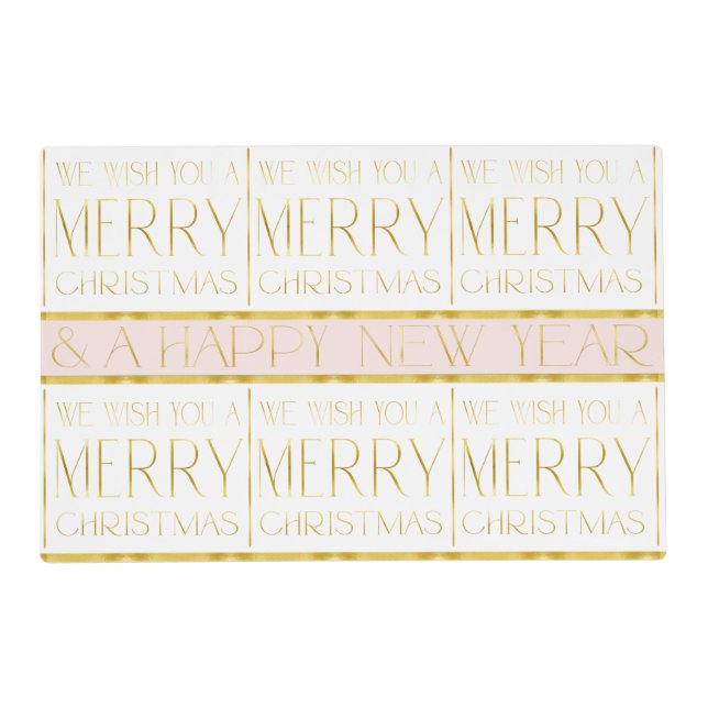 Pink Gold Christmas Pattern#35 ID1009 Placemat (Front)